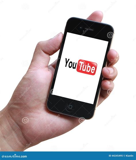 Youtube phone in hand editorial image. Image of address - 44245495
