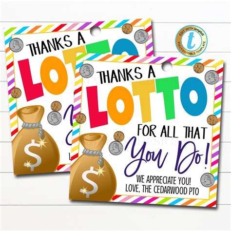 Lotto Teacher Appreciation Printable