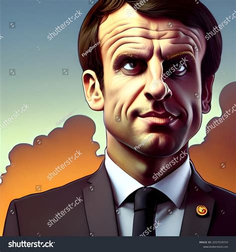 01102022 Paris France Caricature Emmanuel Macron Stock Illustration