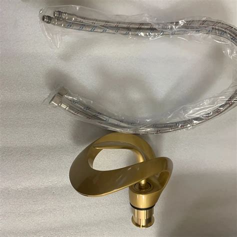 Art Deck Mounted Hot Cold Faucet Brass Brushed Gold Bathroom Mixer Taps Waterfall Basin Sink