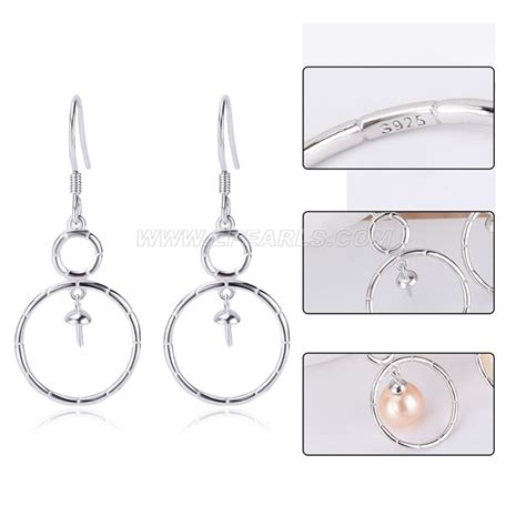 S925 Sterling Silver Pearl Round Women Dangle Earring Settings Lp Pearl Jewelry Store