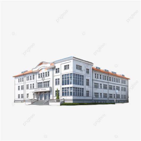 School Building White Background 3d Clipart School Png Transparent