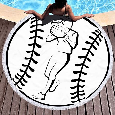 Beach Towel Anniversary Son Christmas Round Softball Beach Towel Ultra