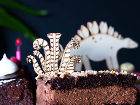 cake topper fern plant prehistoric unique wooden etsy