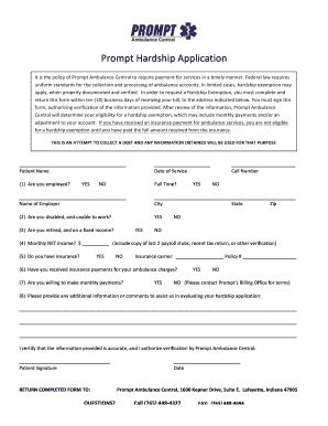 Fillable Online Prompt Hardship Application Docx Fax Email Print