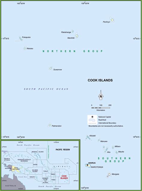 Political map of Cook Islands - Ontheworldmap.com