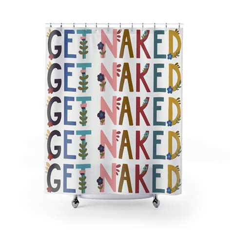 Get Naked Shower Curtain Retro Shower Curtain Funny Shower Curtain Unique Shower Curtain Boho