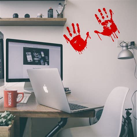 50off 8 Bloody Hands Decal Red Vinyl Zombie Blood Sticker Decor Window