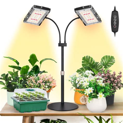 Lbw Plant Grow Light Full Spectrum Dual Heads Desk Plant Light For