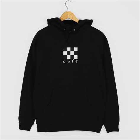 Skateboard Cafe Checkerboard Pullover Hooded Sweatshirt Black Welcome Skate Store