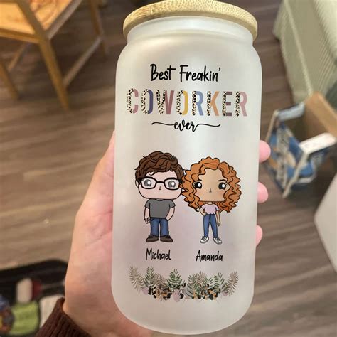 Work Bestie Figures - Custom Glass Can - Best Freakin Coworkers Ever