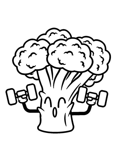 Broccoli Carrying Dumbbell Coloring Page Free Printable Coloring Pages