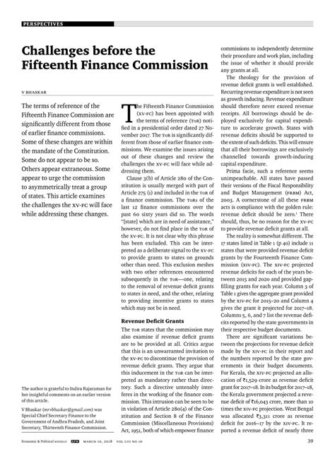 challenges   fifteenth finance commission