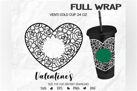 Heart Floral Venti Cold Cup 24 Oz Graphic By Sunf10werDesigns