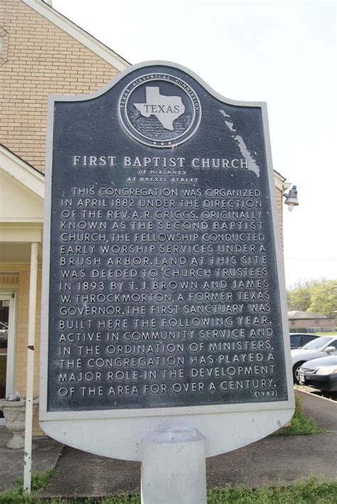 First Baptist Church Of Mckinney Texas Historical Markers