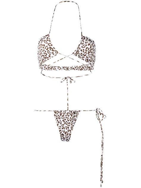 Manokhi Leopard Print Bikini Set White FARFETCH