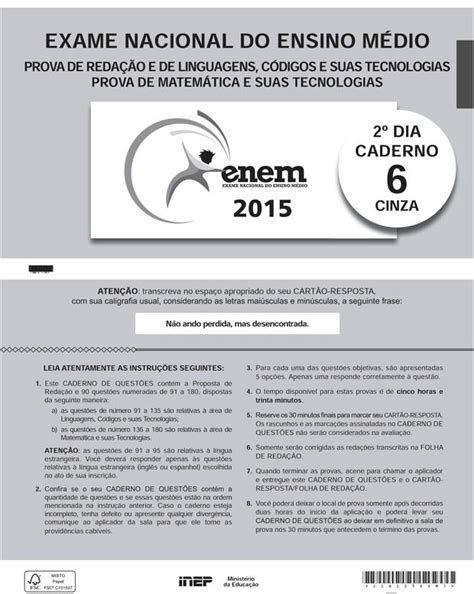 Provas No Enem 2015