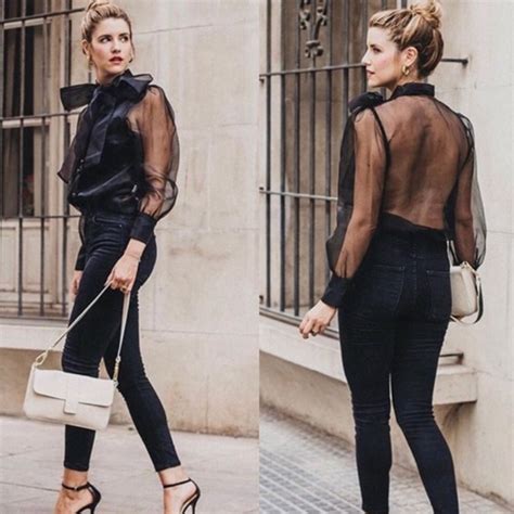 Zara Tops Nwt Zara Pussy Bow Tie Semi Sheer Blouse Poshmark