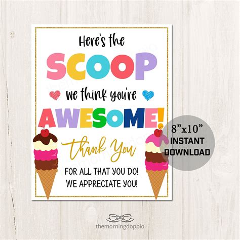 Printable Ice Cream Thank You Sign Dessert Table Sign Thank Etsy España