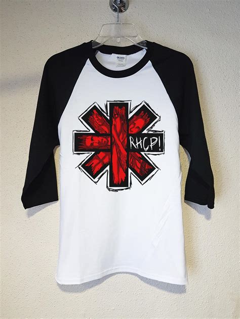 Red Hot Chili Peppers Logo Rhcp Manga Blanca Con Negro Abominatron