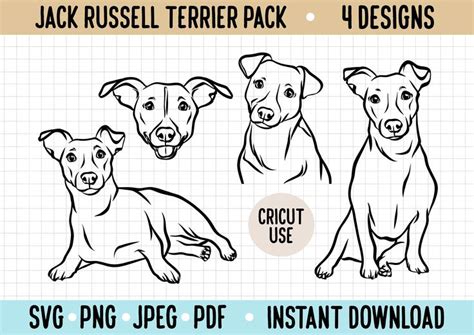 Jack Russell Terrier Outline SVG/ Dog Breed Line Art Vector/ Jack ...