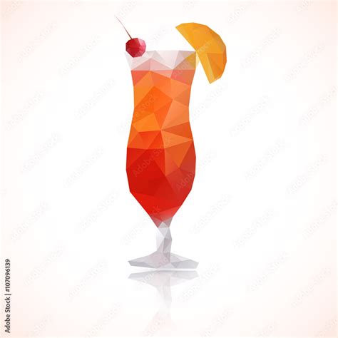 Low Poly Illustration Of A Glass Of Sex On The Beach Cocktail Vector Illustration Stock Vector