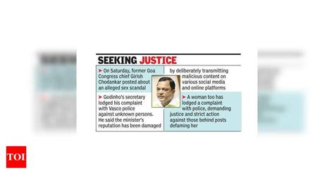 Godinhos Secretary Files Complaint After Chodankars Sex Scandal Post Goa News Times Of India