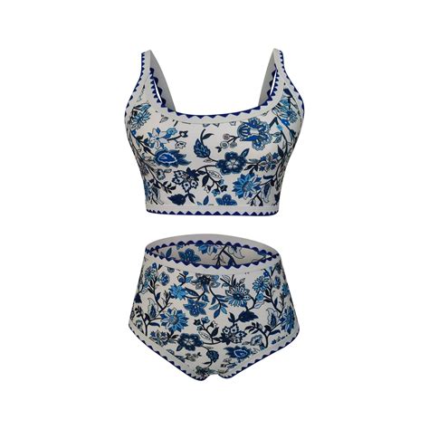 ZQUUVOU Women S Bikini Set Bikini Print Piece Swimsuit High Waist Swimsuit Floral Print