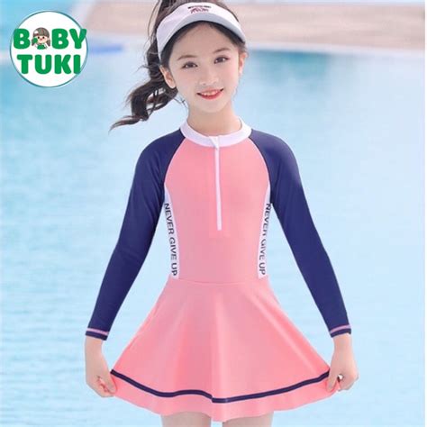 Đồ bơi bé gái dài tay liền chân váy có quần bảo hộ sz kg bikini