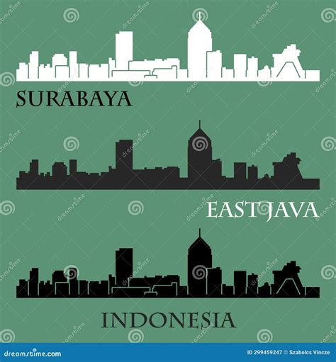 Surabaya Indonesia City Silhouette Stock Illustration Illustration