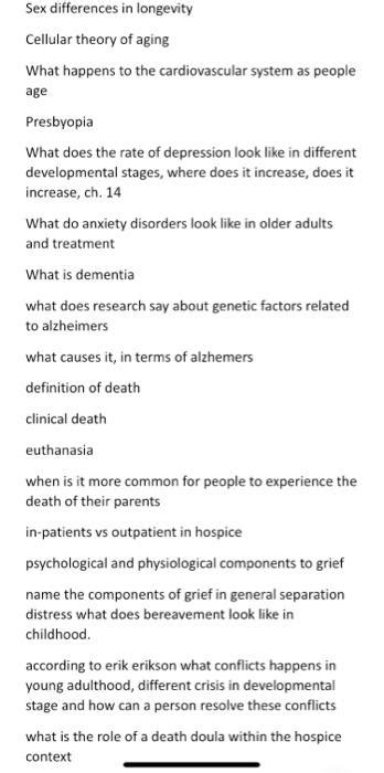 Solved Sex Differences In Longevity Cellular Theory Of Aging Chegg