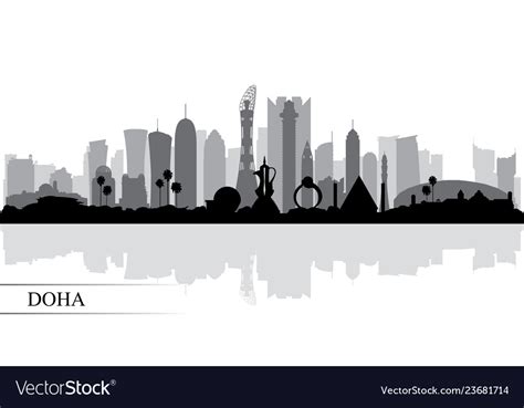 Doha city skyline silhouette background Royalty Free Vector