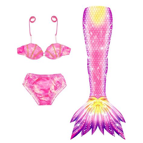 A Os Chica Sirena Traje De Ba O Sirena De Tres Piezas Princesa Princesa Cola Bikini Traje