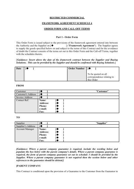 model contract order form government procurement service