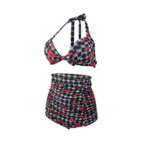 ᐅ Gigileer Vintage s Rose Hohe Taille Push Up Bikini Sets Bademode