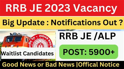 Big Update RRB JE 5900 New Vacancy Notifications Out RRB ALP But