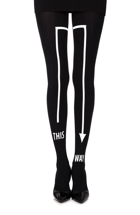 Zohara This Way Black Print Tights Alterego Lingerie