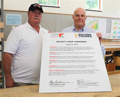 CELEBRATING THE ANNIVERSARY OF THE PROJECT LABOR AGREEMENT - Twin Metals