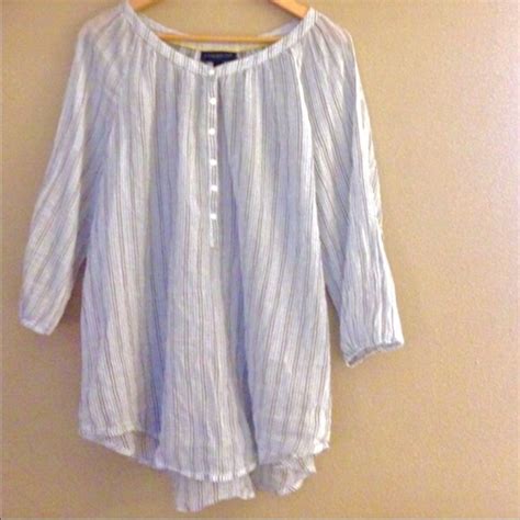 Lane Bryant Tops Hplane Bryant Pale Blue Stripe Gauze Shirt Poshmark