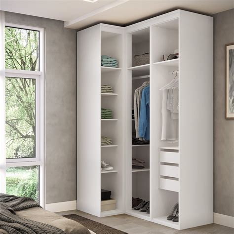 Preço Guarda Roupa Planejado Mdf - Guarda Roupa Modulado Canto Reto 3 Portas MDF Lótus | MadeiraMadeira
