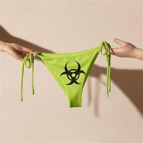 Biohazard String Bikini Bottom Lime Black Y K Zombie Apocalypse Grunge Gothic Goth Edgy Rave
