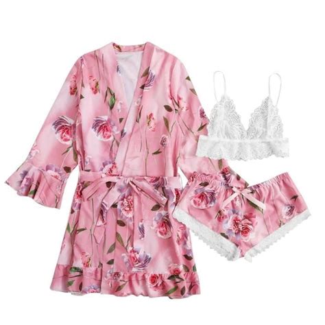 Satin Soie Pyjamas Femmes Chemise De Nuit Lingerie Robes Sous Vêtements Vêtements De Nuit Sexy