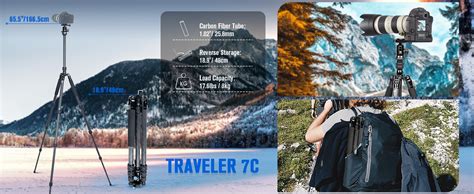 SIRUI Traveler 7C Kamerastativ 166cm Carbon Fiber Stativ mit E-10 360 ...