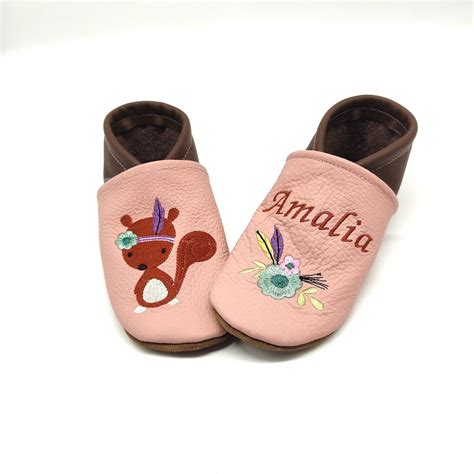 Zapatitos De Gatear Con Nombre Babuchas De Piel Babuchas De Cuero