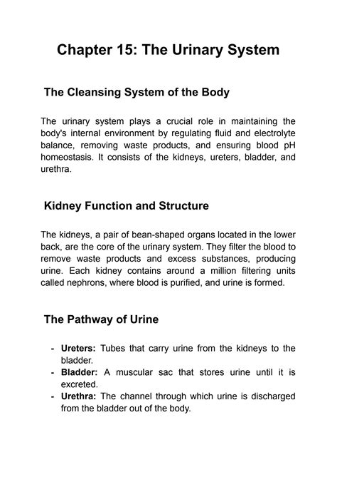 SOLUTION: 15 the urinary system - Studypool