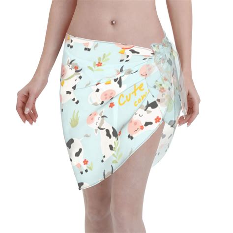 Ocsxa Cute Cows Print Sarong Coverups For Women Bathing Suit Wrap Swimsuit Skirt Beach Bikini