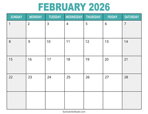 free printable february 2026 calendar 1