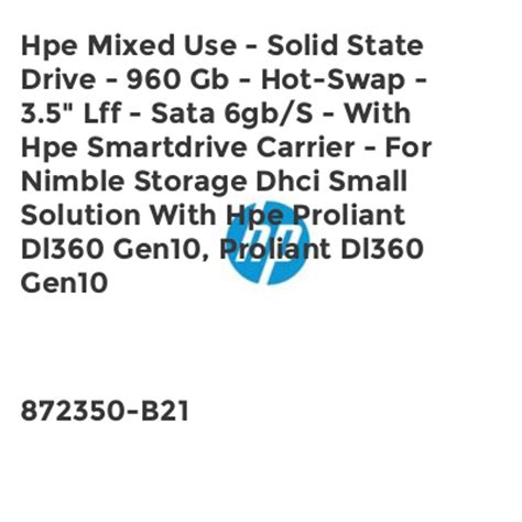 Shop Hewlett Packard Hpe Mixed Use Solid State Drive 960 Gb Hot