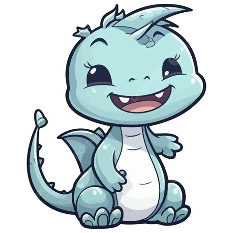Kawaii Chibi Blue Dragon Smile Vector Chibi Dragon Cute Dragon