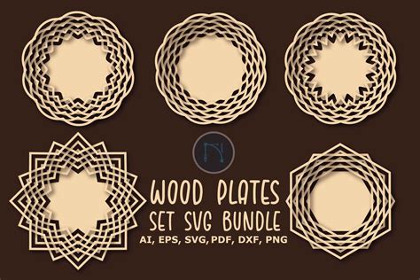 Wood Plates Set Laser Cut Svg Bundle Graphic By Ngised · Creative Fabrica